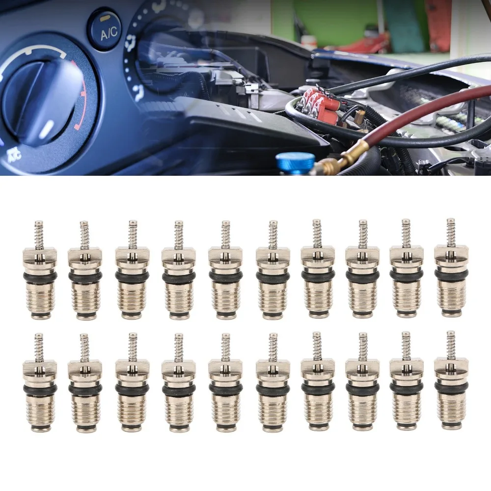 

50PCS Brass Brass Valve Core Set Leakproof Universal A/C Valve Stem Cores Black Air Conditioning Valve Core