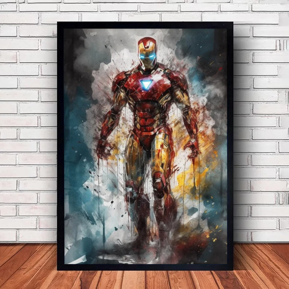 MINISO Poster Marvel Canvas Wall Art Print Mural Spider-Man Hulk Captain America Poster Home Decor Gift for Friends Unframed