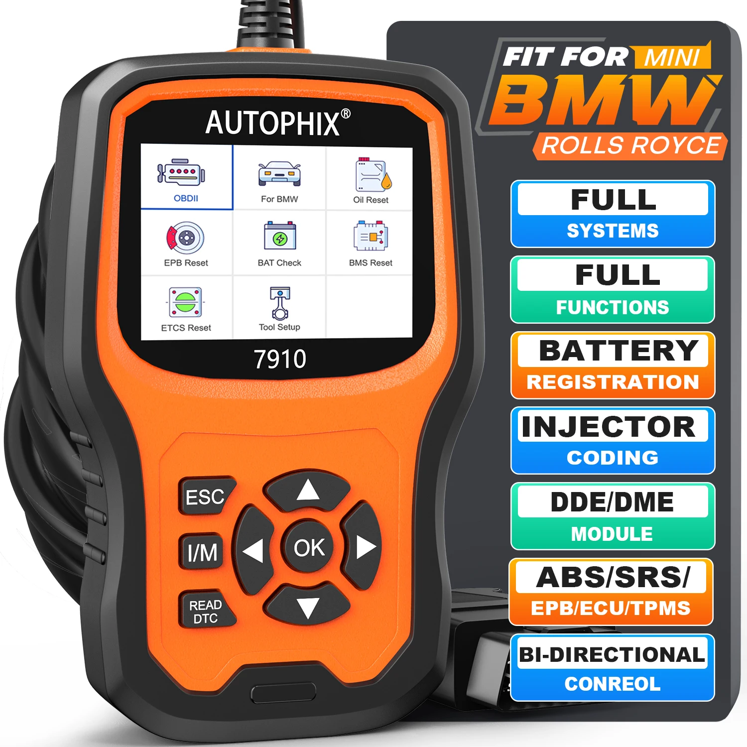 

Autophix 7910 OBD2 Diagnostic Tool For BMW TPMS Oil Airbag Battery Reset Car Scanner All System Diagnostic Tools For Rolls Royce