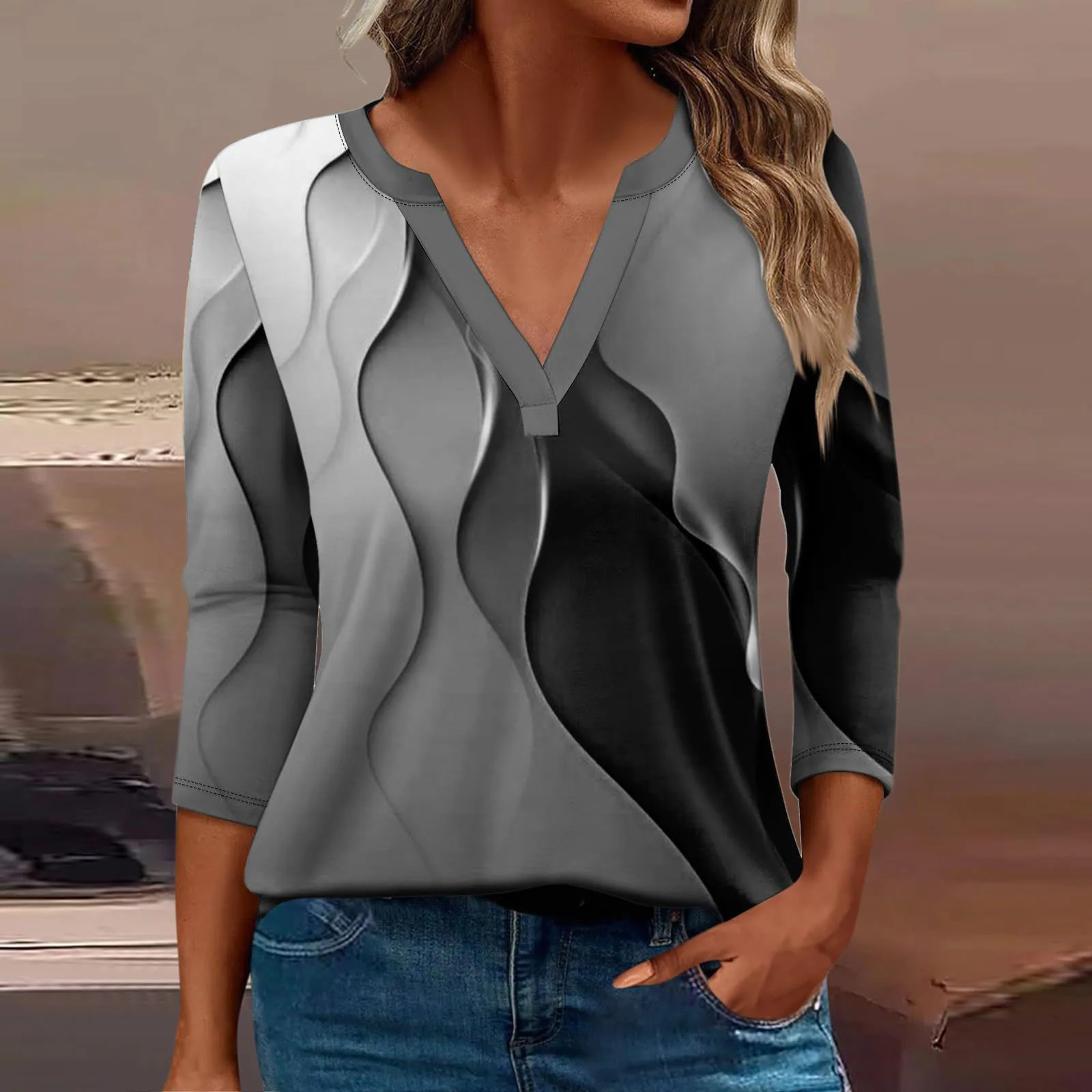 Fashion V-Neck Thre…