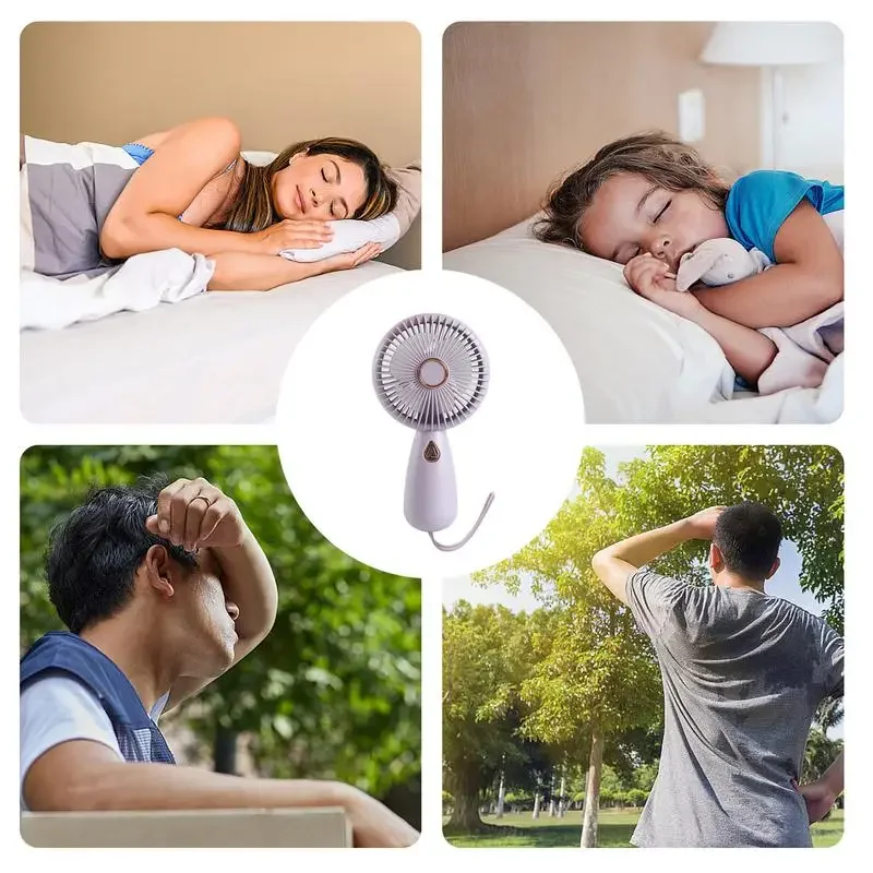 مروحة صغيرة محمولة باليد، شحن USB، مراوح صغيرة إبداعية مريحة مع جيب خفيف ملون، مروحة محمولة باليد للخارج