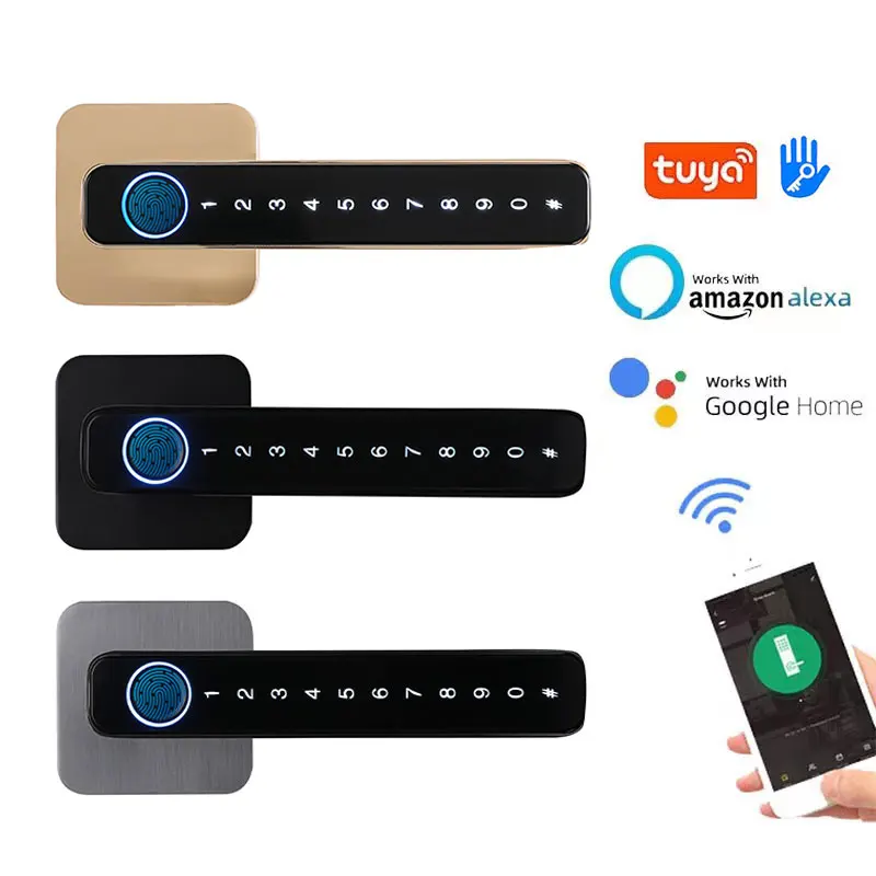 Biometric Smart Door Lock Fingerprint Password Electric Digital Handle Tuya Zinc Alloy Keyless Remotely Security Home KingKu