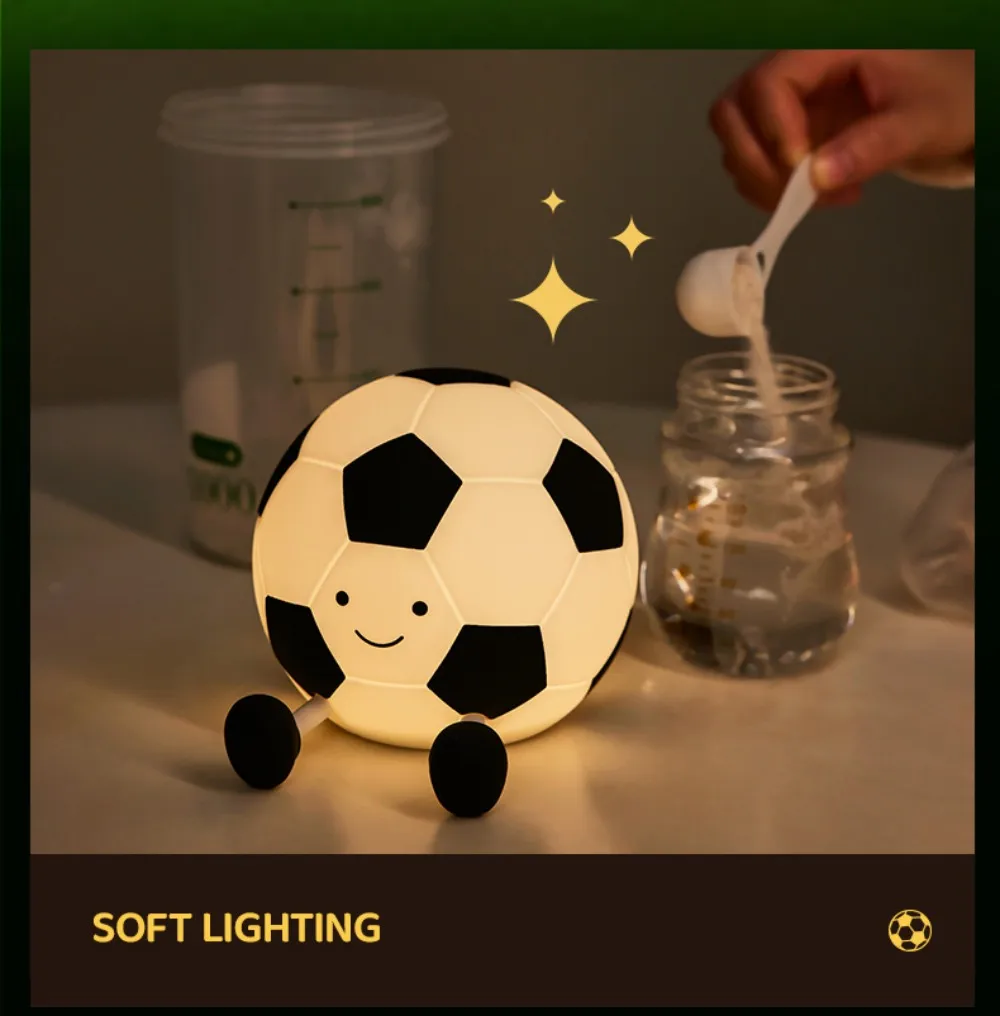 Novelty Football Silicone Night Light Rechargeable Sleeping Night Lamp with 3 Level Dimmable Nursery Bedside Lamp For Room Decor