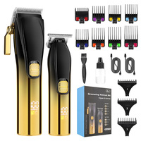 The New Electric 2-in-1 Machine Hair Clipper Set  Rechargeable Hair Trimmer Machine Men's Clipper LCD Display Barber  Shaver