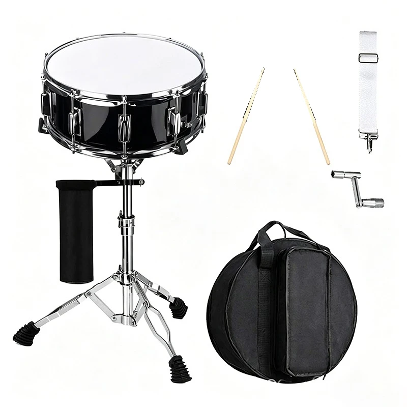 Snare Drum Set 14 Inches Beginners Drums Entry-level Wooden Cavity Drums Adults Practice Playing Drum Full Kit Height Adjustable
