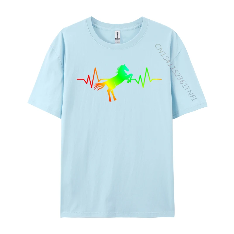 Wild Jumping Horse Heartthrob Heartbeat Crazy เกี่ยวกับม้าเสื้อยืดชายผ้าฝ้าย Tees ตลกเสื้อยืด Cool