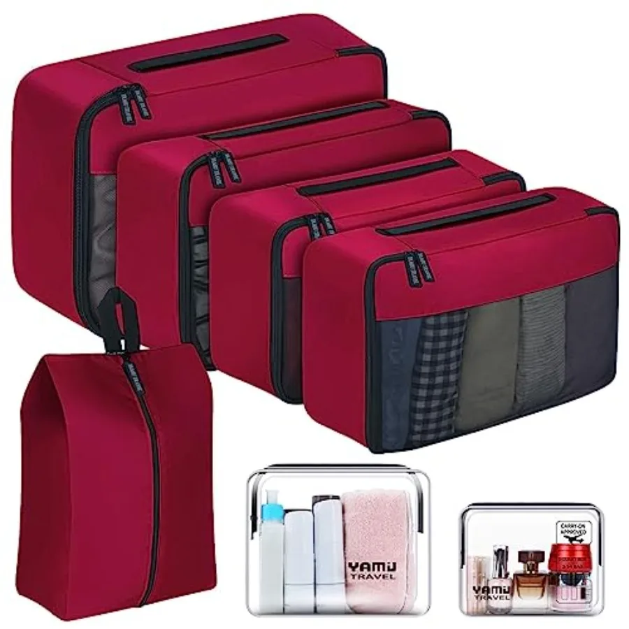 

7 Pcs Packing Cubes for Suitcases with Shoe Bag 2 Waterproof Travel Toiletry Bags Luggage Organizer Bags for Travel Essentials