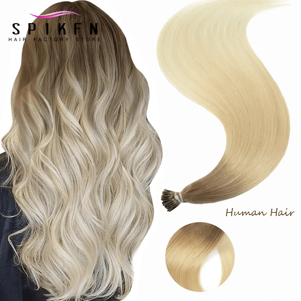 شقراء براون I تلميح وصلات شعر طبيعي حقيقي الإنسان الانصهار الشعر قليلا رقيقة الكيراتين الشعر 14-20 بوصة 30 جرام لا خواتم لسيدة #1