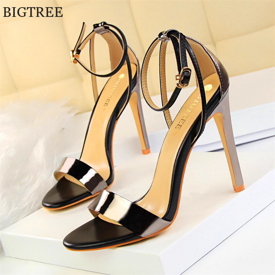 

2026 Ankle Buckle Stiletto Women's Sandals Summer Shoes Open Toe High Heels Fashion Ladies Party Office Leather Sandals Pumps 40
