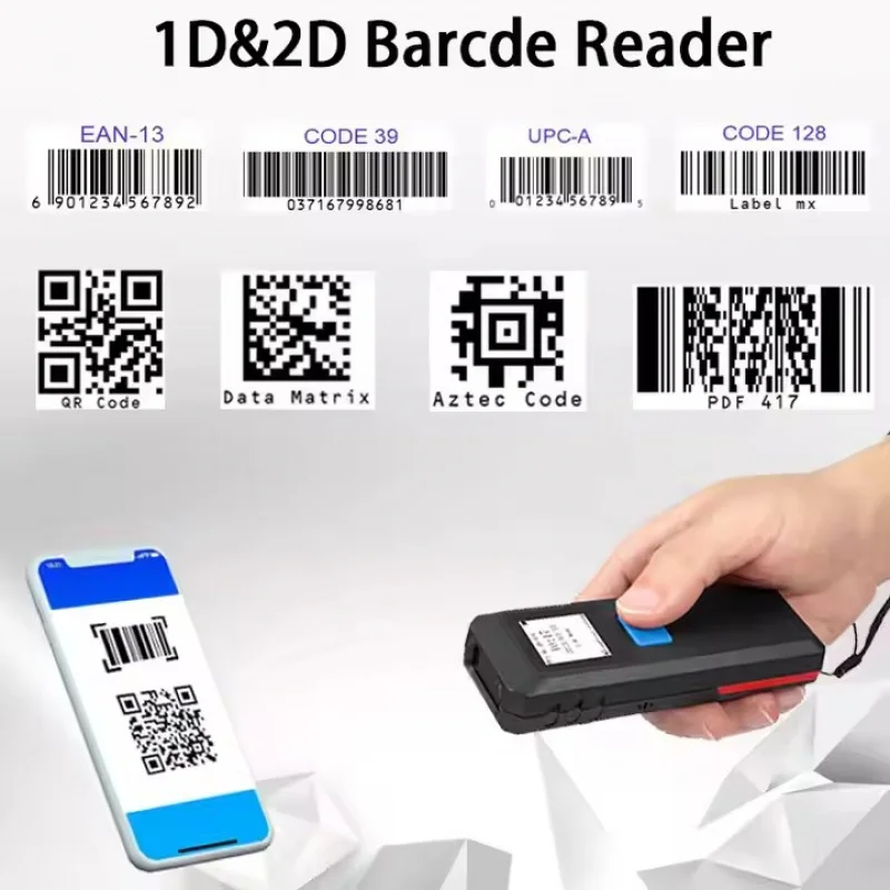 

Небольшой портативный CMOS сканер штрих-кода QR 1D 2D с ЖК-экраном для управления инвентарями на складе