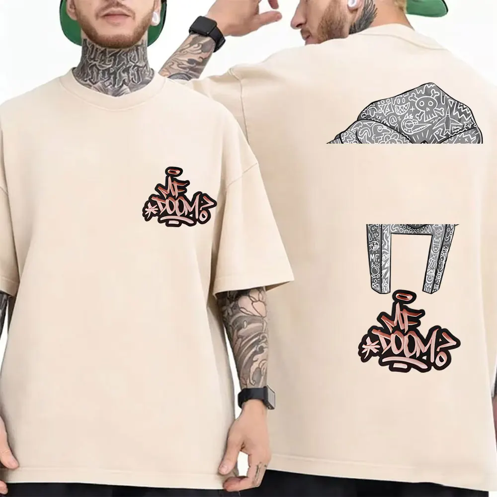 

Washed Vintage Rapper Mf Doom Madvillainy Metal Mask Graphic Tshirt Men Hip Hop Fashion T-shirt Male Casual Oversized Streetwear
