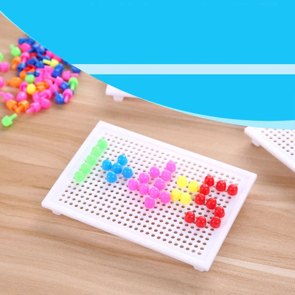 

1 Set Creative DIY Desktop Mushroom Nail Puzzle Game Toy Set Early Childhood Educational Toy (1 Assembled Plate + 96 Mushroom Na