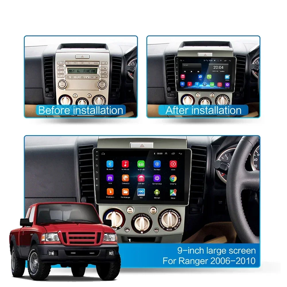 Car Radio Stereo For Ford Everest Ranger For Mazda BT50 2007-2011 Multimedia Video Player Navigation GPS 4G CarPlay Android Auto