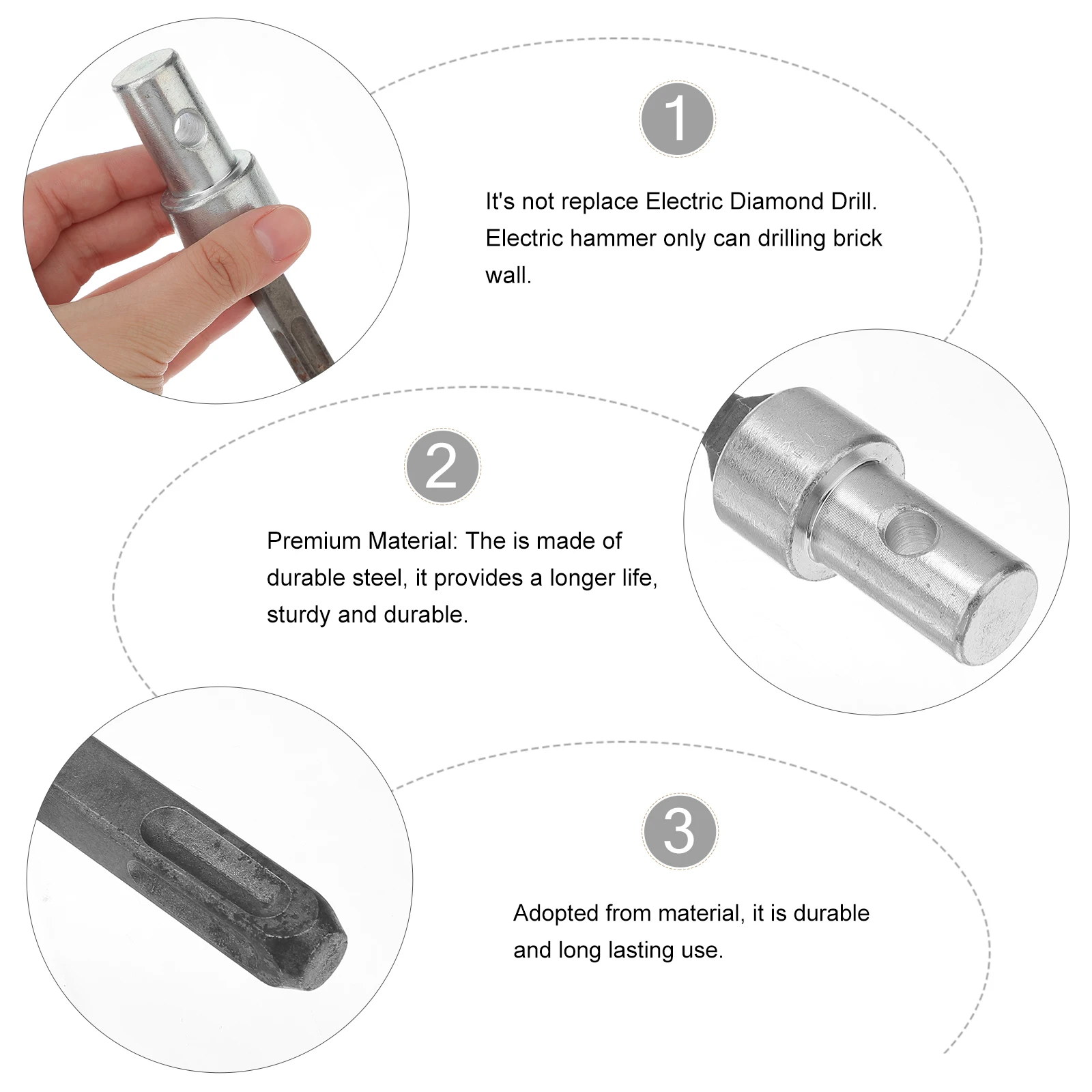 

1pcs Keyless Adapter Auger Power Drill Converter Garden Bit Steel Durable Sturdy Garden Drill Adapter Tool Parts