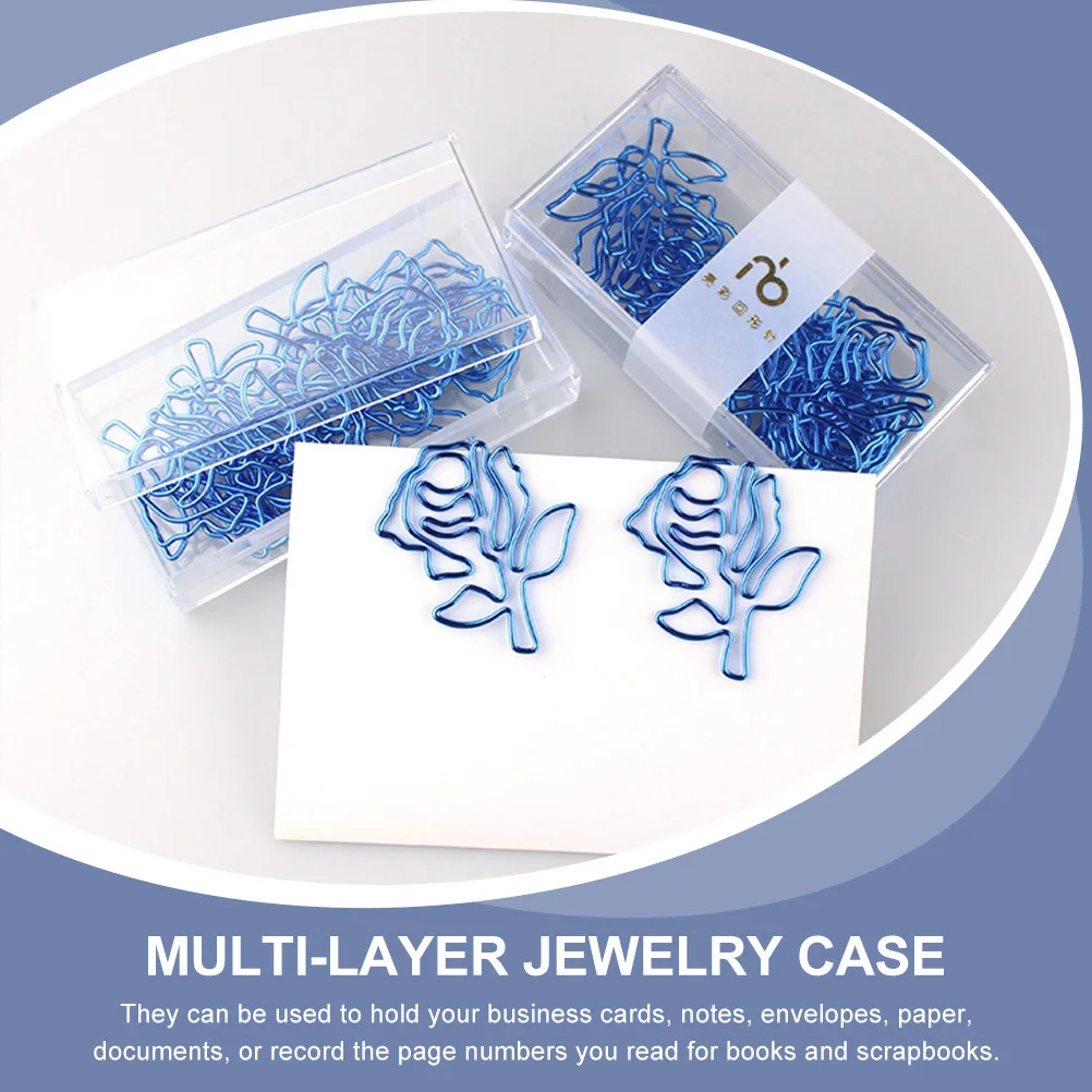 10Pcs Blue Rose Shaped Paper Clips Delicate Metal Clips for Documents Notes Cards Scrapbooking Office Stationery