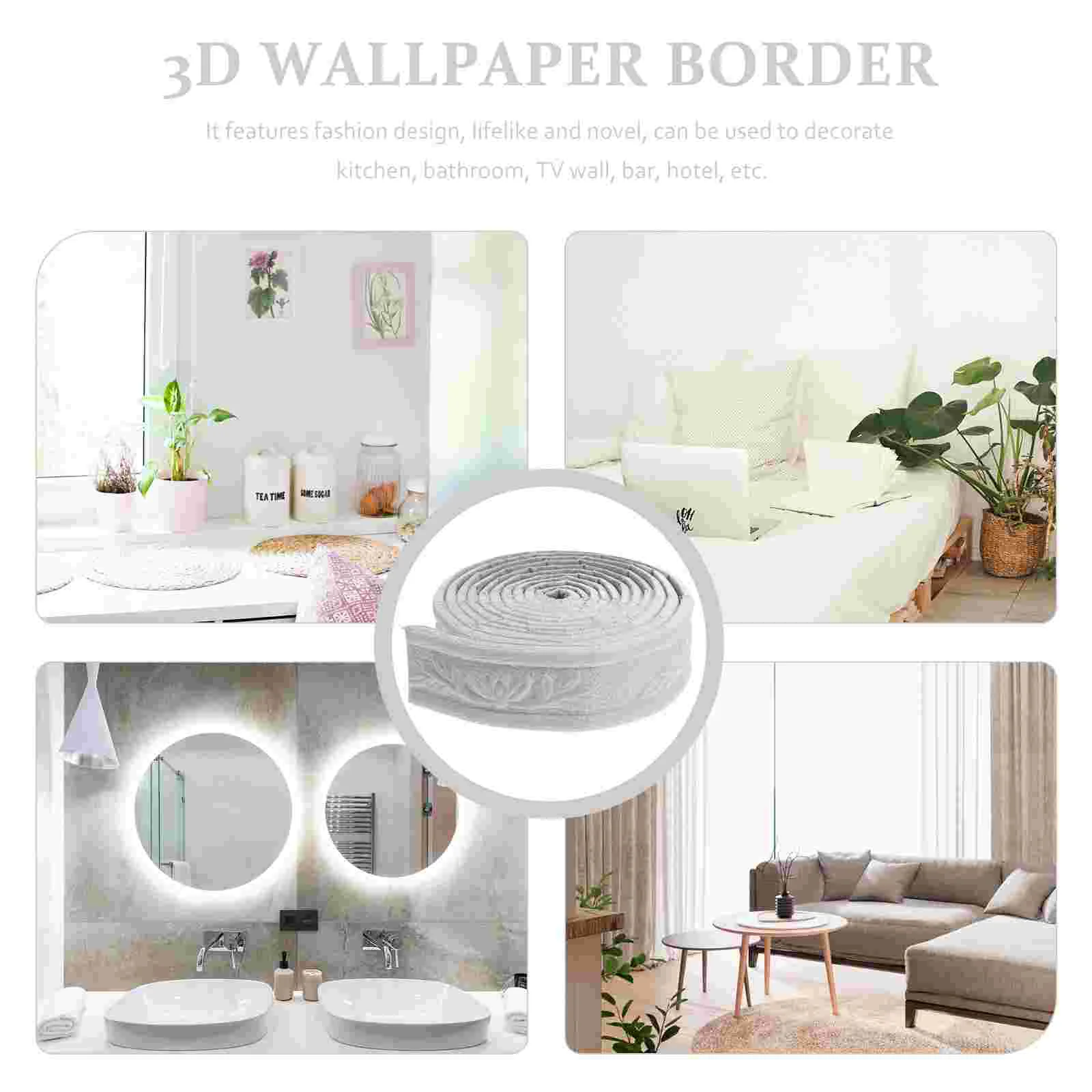 2 Roll Baseboard Wall Trim Sticker Tile Edge Peel and Caulk Guide Border Adhesive Wallpaper Edging Strip Foam Tape