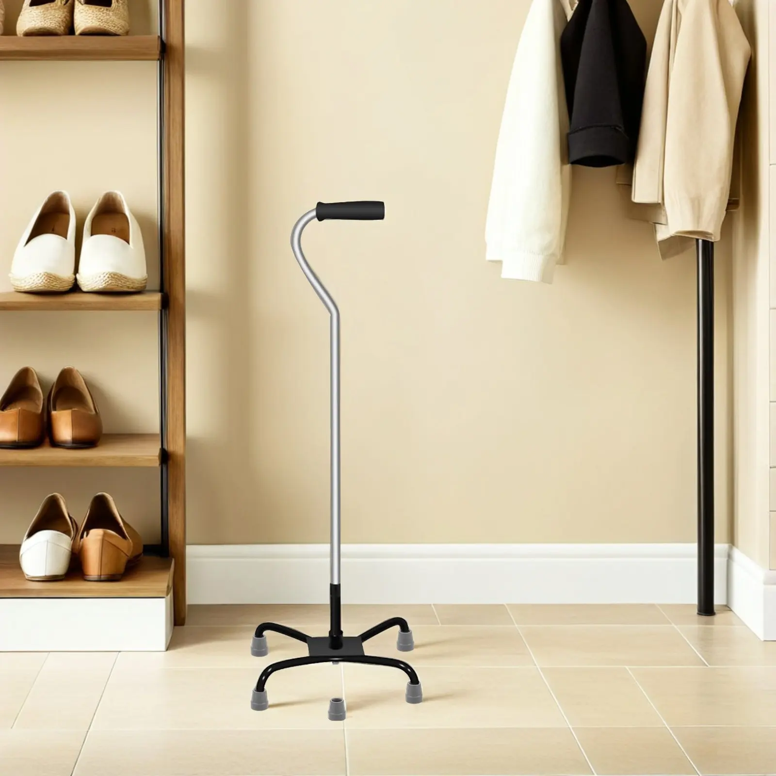 

4Pcs Quad Cane Rubber Tips Replacement Grey Non Slip Walking Stick Foot Pads Heavy Duty Anti Skid Stability Elderly Mobility Aid