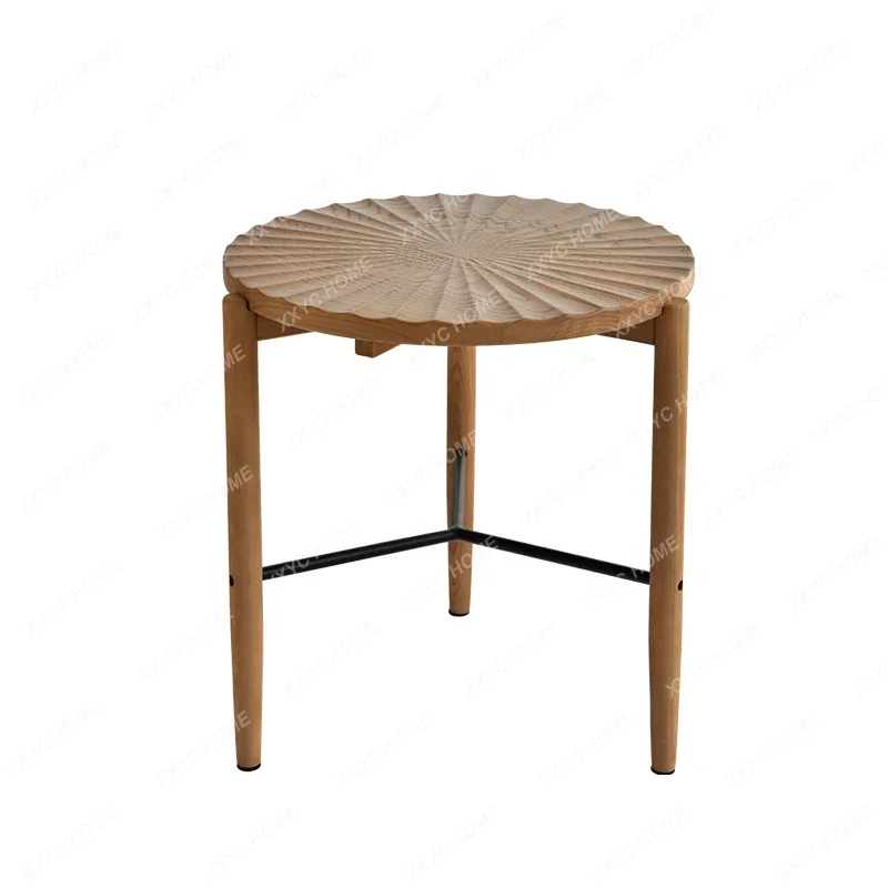 

FFInternet celebrity cream wind round coffee table household ash wood furniture