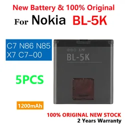 100% New Original BL-5K BL5K 1200mAh Battery For Nokia N85 N86 N87 8MP 2610S 701 C7 X7 C7-00 batteria
