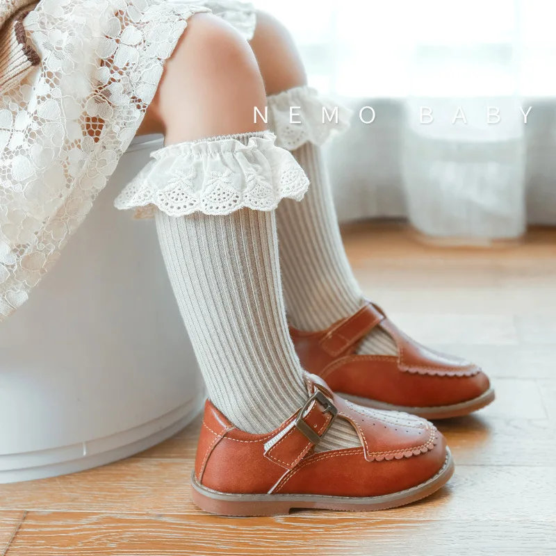 

New Kids Knee Length Soft Cotton Socks Baby Girls Socks Mid Long Socks Kids Lace Socks Adult Socks