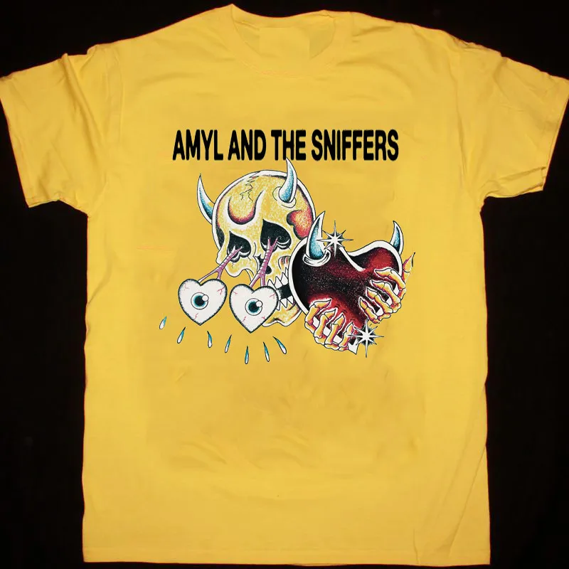 Vtg Amyl And The Sniffers Tour 2024 Cotton Yellow T Shirt Full Size EN992
