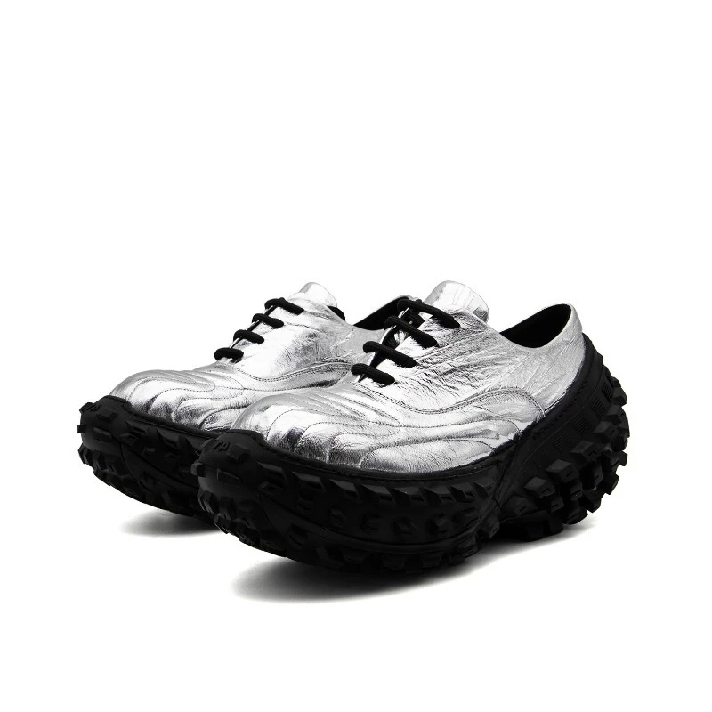 Handmade Genuine Leather Thick Soled Sport Height Increasing Luxury Shoes Men's Designer Walking Platform Sneakers Male Oxfords