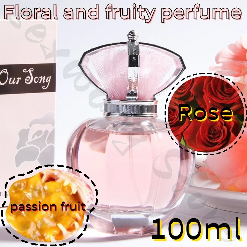 Perfume Crown para mujer, 100ml, fragancia fresca floral y afrutada de larga duración, fragancia duradera que cubre el olor