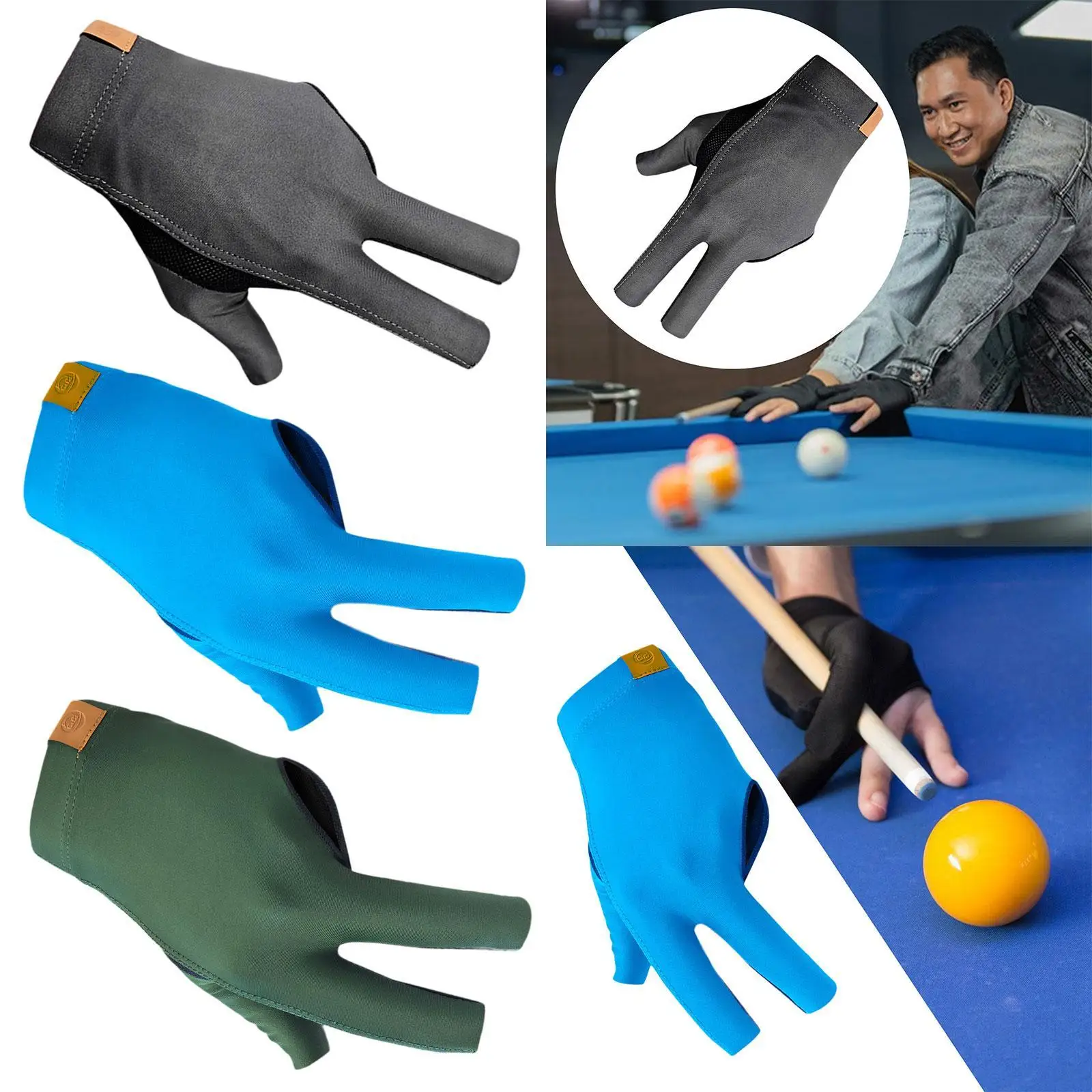 

3 Fingers Pool Glove Batting Glove Pool Cue Casual Game Quick Dry Professional