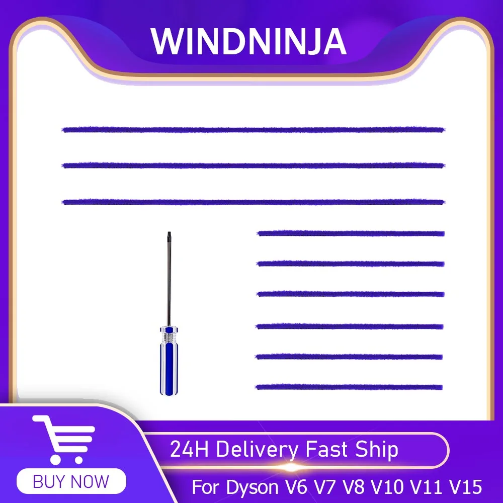 Soft Plush Strips Parts with Tool for Dyson V6 V7 V8 V10 V11 V15 Vacuum Cleaner Soft Roller Accessories Wear Resistant Stripes