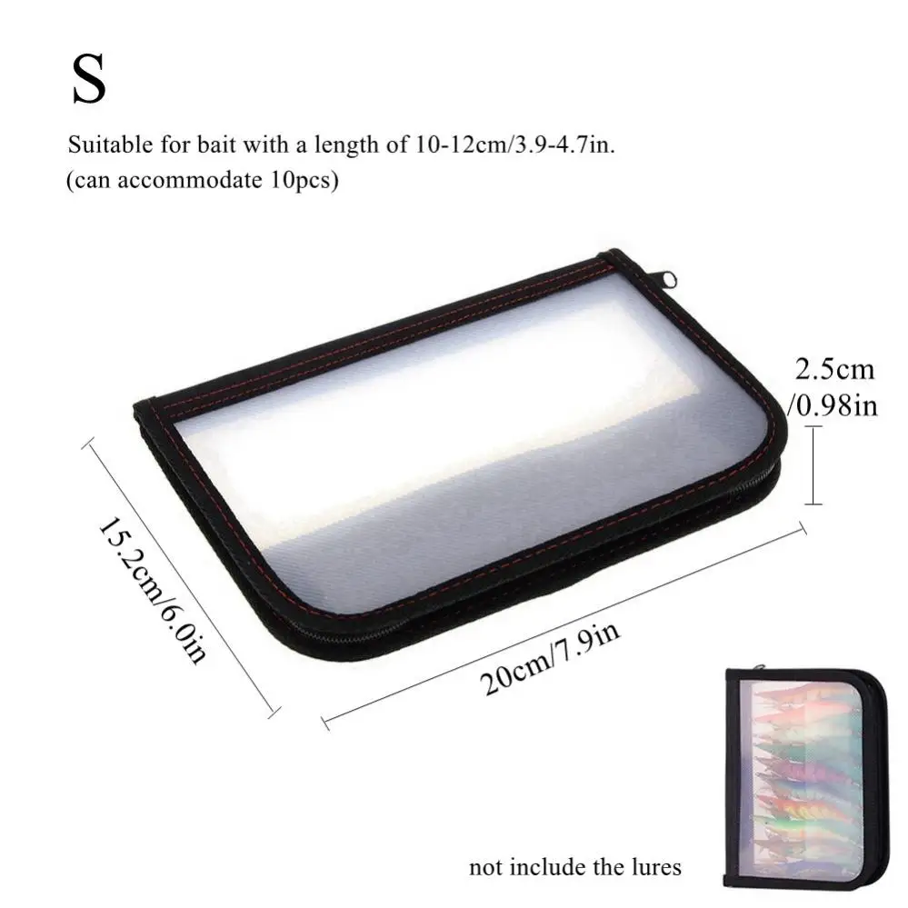 Plastic Transparent Visual Squid Jig Lure Hooks Storage Case with Two Way Zipper Fishing Lures Bag for Storing Squid Hooks Lure