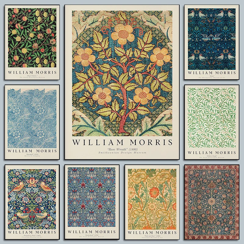 William Morris Vintage Flower Botanical Posters Classic Patterns Prints Canvas Painting Wall Art Pictures Home Living Room Decor