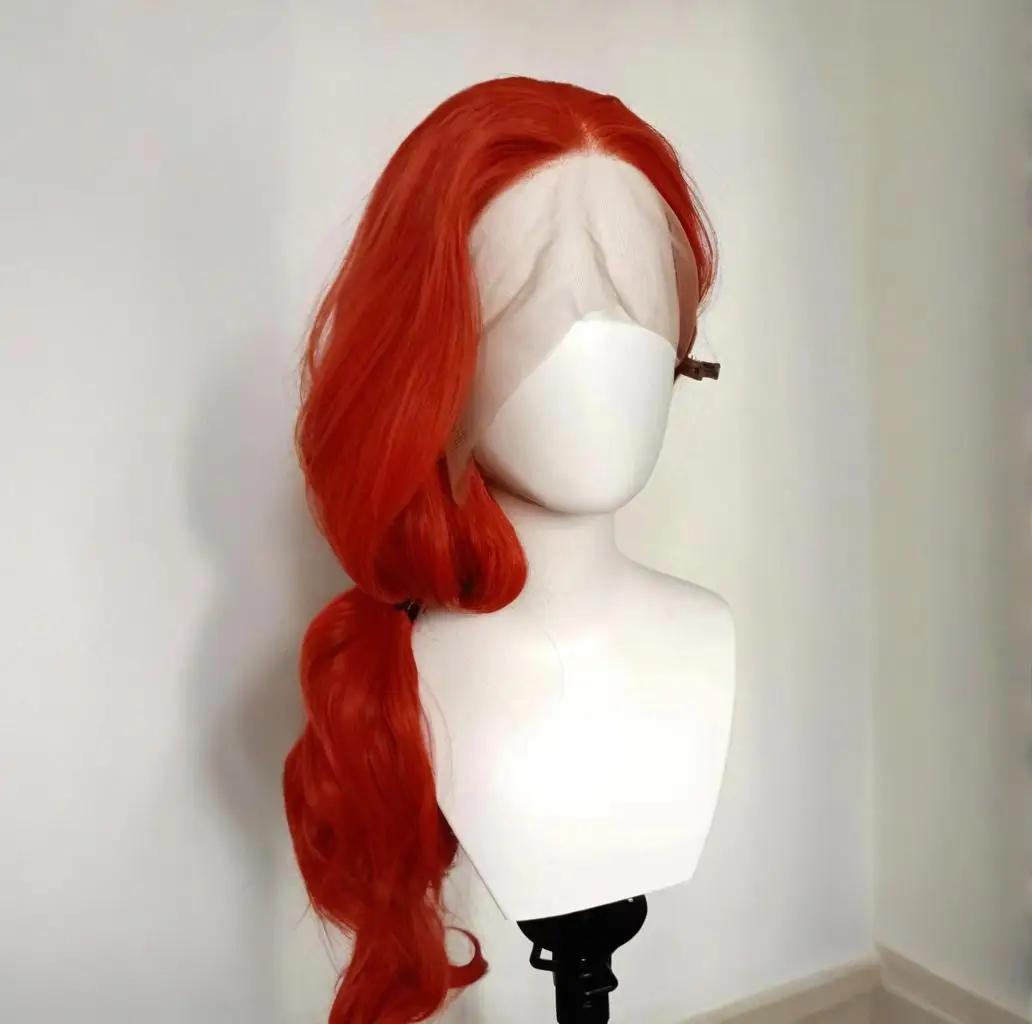 

Ashely Red Lace Front Wig for Women Long Wavy Hair Body Wave Cosplay Wigs High Quality Nature Synthetic Lace Wigs for Party