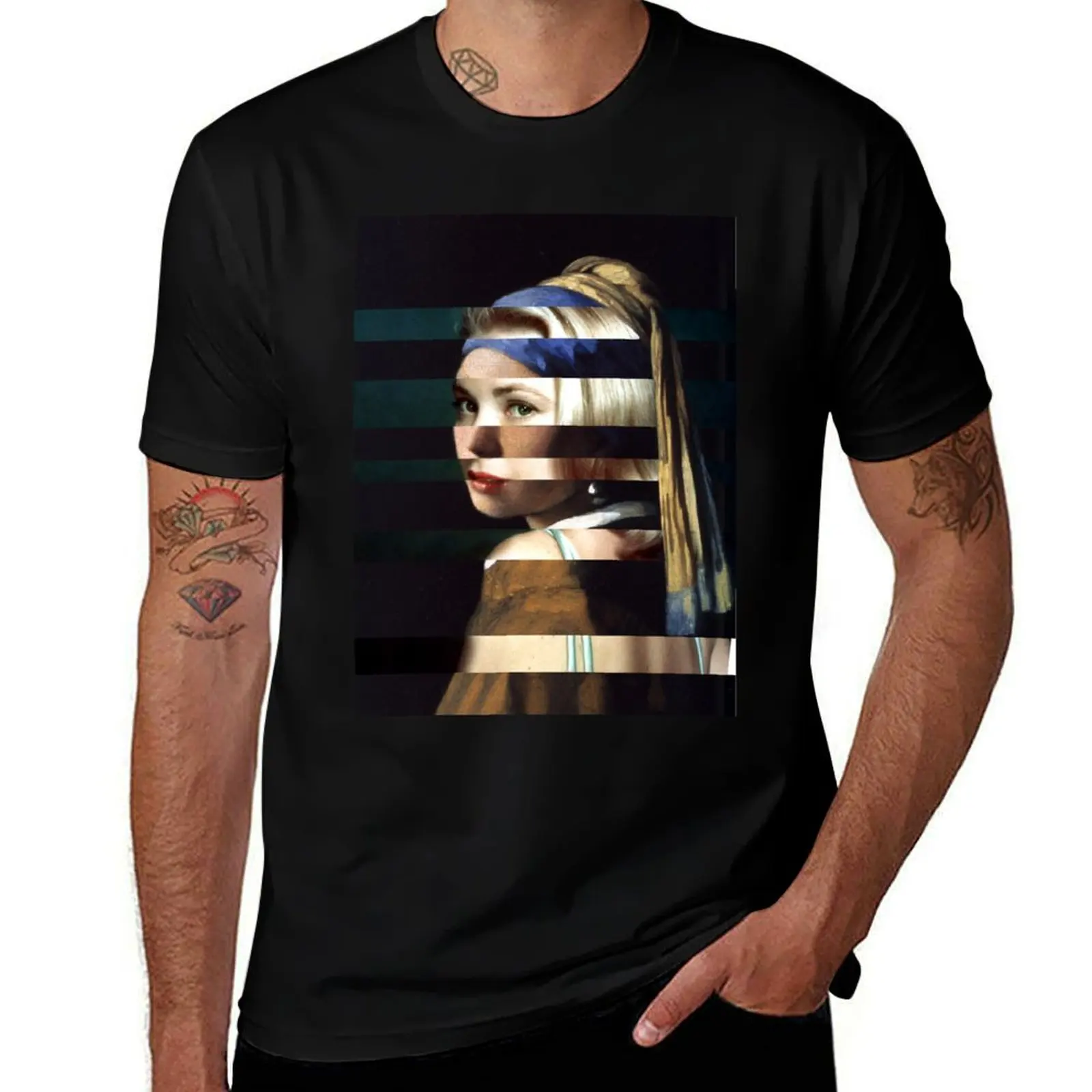 SHE FAVORS PEARLS - Pop Retro Collage, Mashup, Pop Art Wall Decoration T-Shirt Work Daily Short Sleeve Top T-Shirt