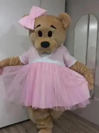 Disfraz de Mascota de dibujos animados de oso lindo de espuma, Vestido de felpa de Navidad, disfraz de Mascota de Halloween, gran oferta