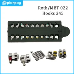 PIORPOY 20 Pcs Dental Orthodontic Brackets Metal Braces For Teeth MIM Monoblock Roth MBT 022 018 Hooks 345 Ortodoncia Material
