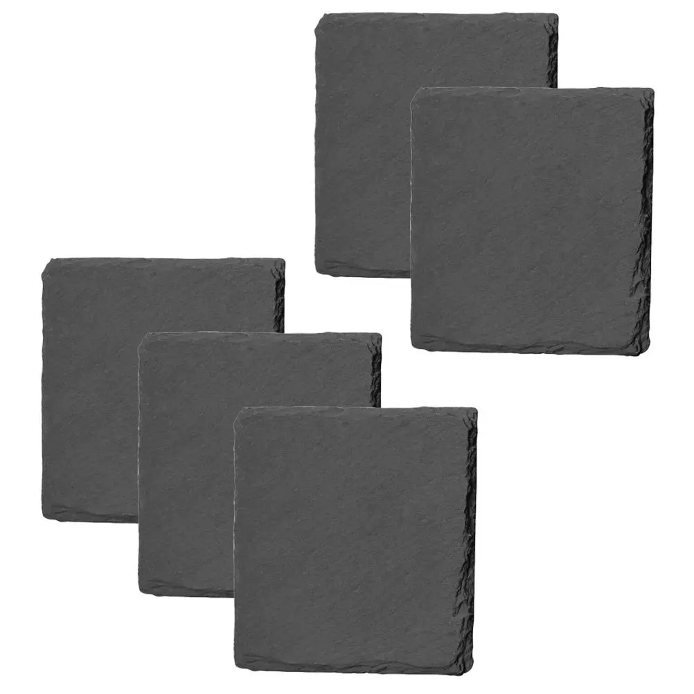 

5Pcs Stone Cup Coaster Natural Square Rustic Tabletop Anti-Slip Drink Mats Household Coffee Tea Room Supplies
