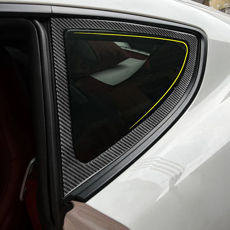 Rear Triangle Window Decoration Frame Carbon Fiber Car Stickers For Porsche 2016-2022 718 982 Cayman GT4 GTS RS Interior