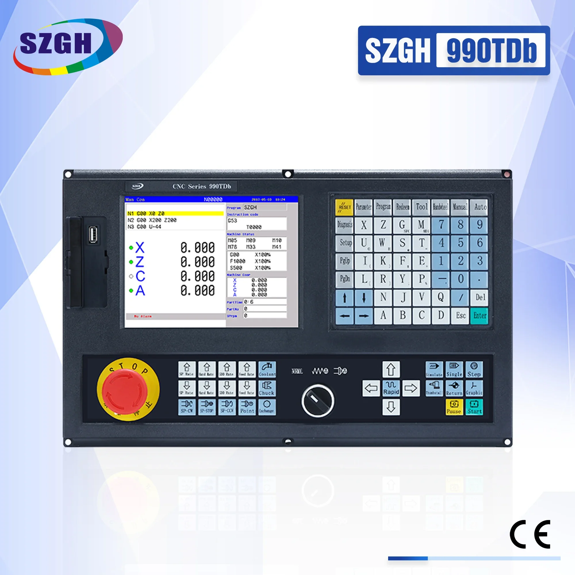 Economical 3-axis CNC lathe and turning controller that operated by hands