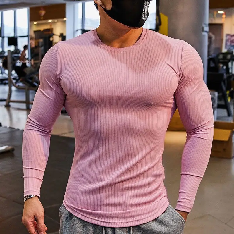 Round Neck Solid Color Pullover Long Sleeve Men\'s Clothing Spring Autumn Casual Fashion T-shirt England Style Comfortable Tops