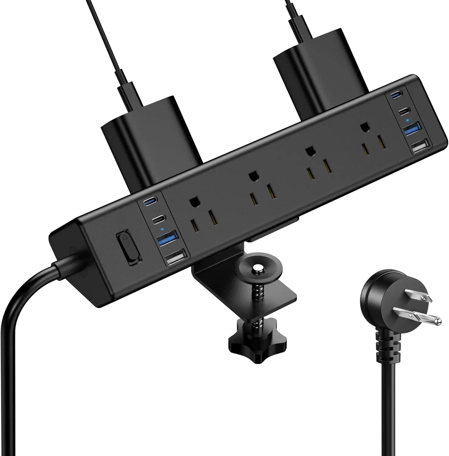 

Зарядная станция 40 Вт с 8 розетками и 8 USB-портами для офисного стола, с креплением на стол и защитой от перенапряжения