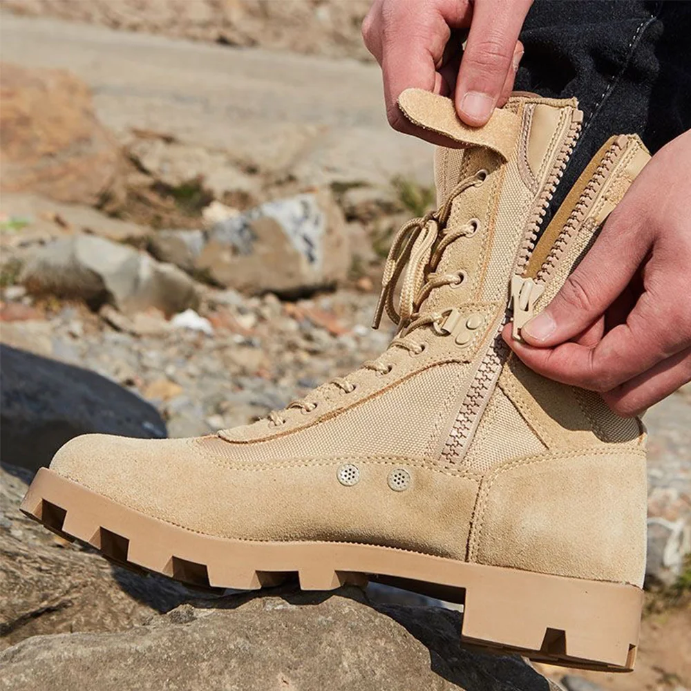 รองเท้าบูทหนังแท้สำหรับผู้ชาย รองเท้าบูทแบบยุทธวิธี รองเท้ากีฬาเดินป่า รองเท้าบูทข้อสั้นสำหรับทะเลทราย รองเท้าบูทสำหรับการรบ รองเท้าทำงานเพื่อความปลอดภัย รองเท้าบูทผู้ชาย