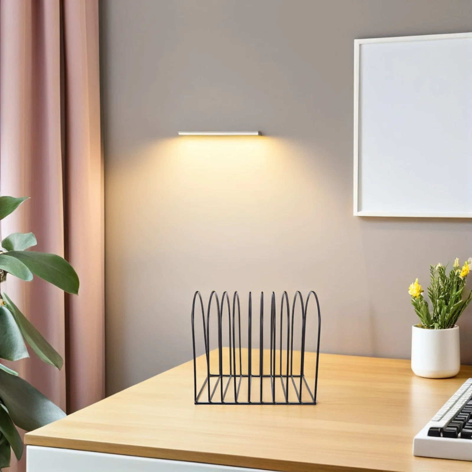 

Desktop Bookshelf for Computer Desk - Sturdy Iron Bookcase Shelf Horizontal Organizer for Office Home Workspace Multi-Tier