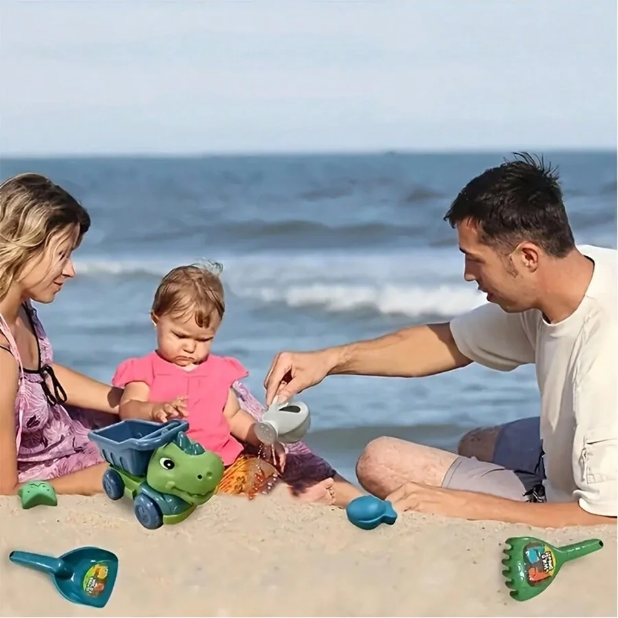 1 zestaw urządzenie inżynieryjne zestaw zabawek piaszczysta plaża i zestaw zabawek do samochodu z piaskiem dinozaurów, odpowiedni dla dzieci w wieku