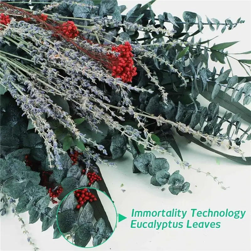 A67P-120Pcs الأوكالبتوس المجفف للاستحمام، الأوكالبتوس مع سيقان للديكور المنزلي، 17 بوصة دش الأوكالبتوس معلقة