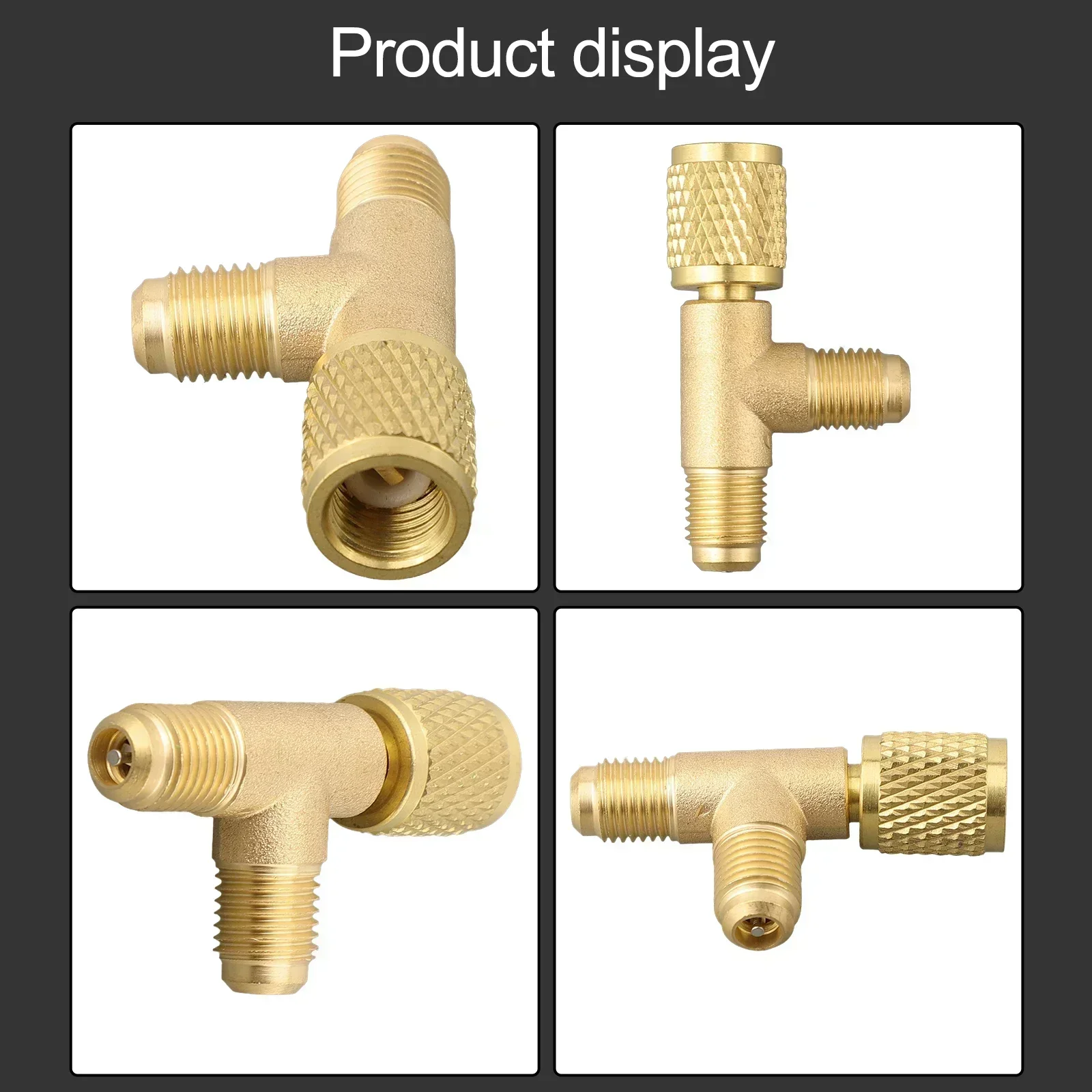 

Brass 1/4 SAE Valve Tee Adapter Quick Connect for For R22 R12 R134 Designed for Stable HVAC System Performance