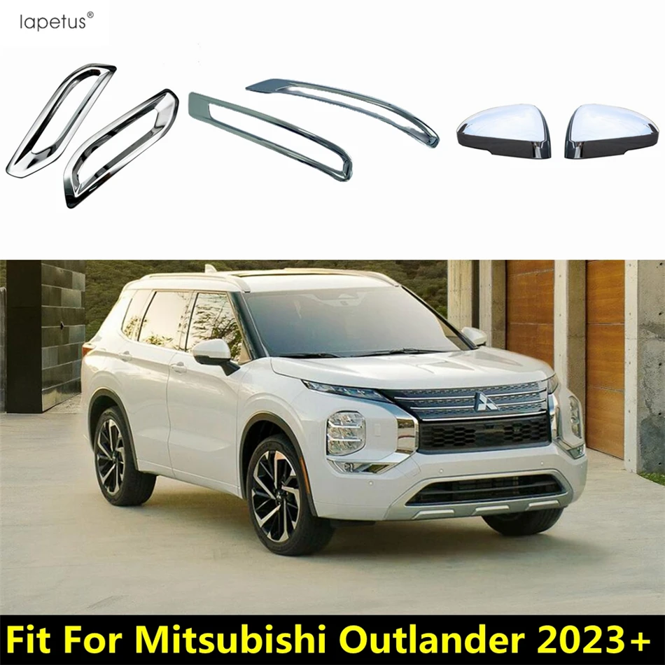 

Rear Bumper Fog Light Lamp Eyebrow Frame / Rearview Mirror Cover Trim For Mitsubishi Outlander 2023 2024 ABS Chrome Accessories