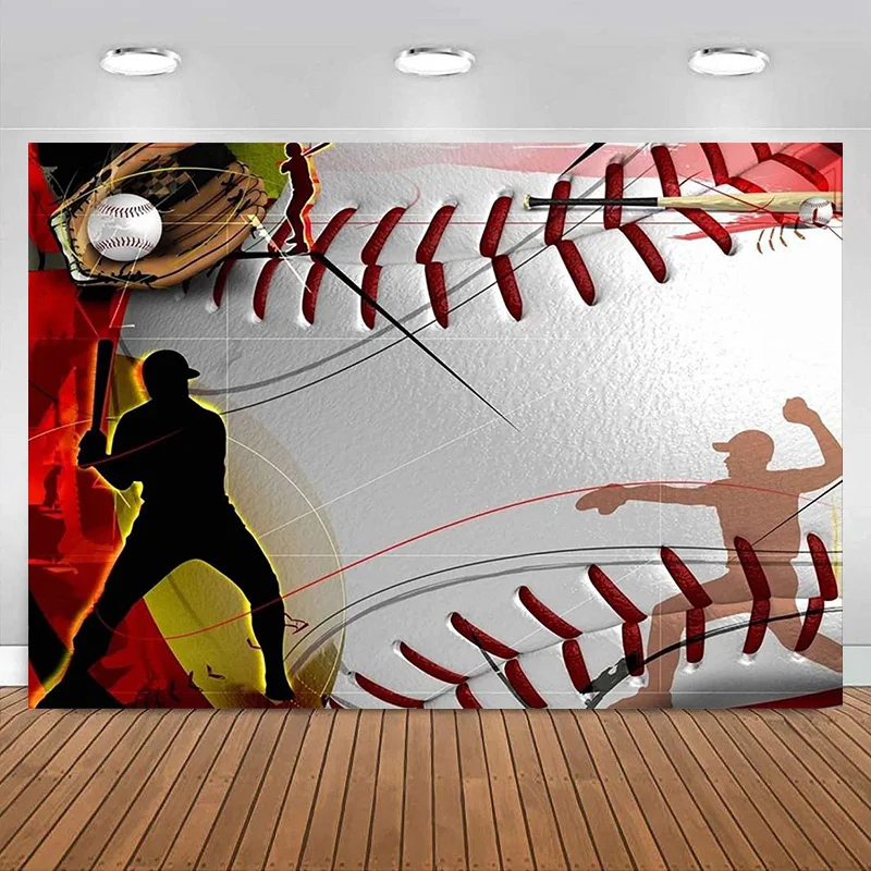 Baseball Backdrop Decorations Baseball Serve Catching Photography Background for Fans Adult Kids Banner Boy Happy Birthday Party