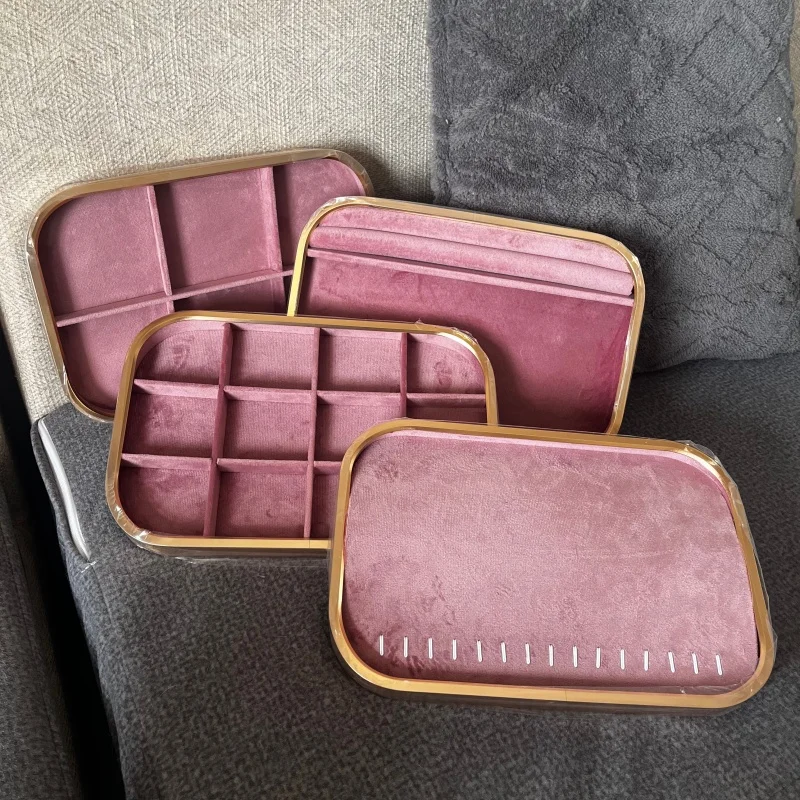 

Pink Velvet Jewelry Display Tray 30x20cm, Organizer Storage Holder for Necklace Pendant Ring Bracelet Earring, Exhibition Showca