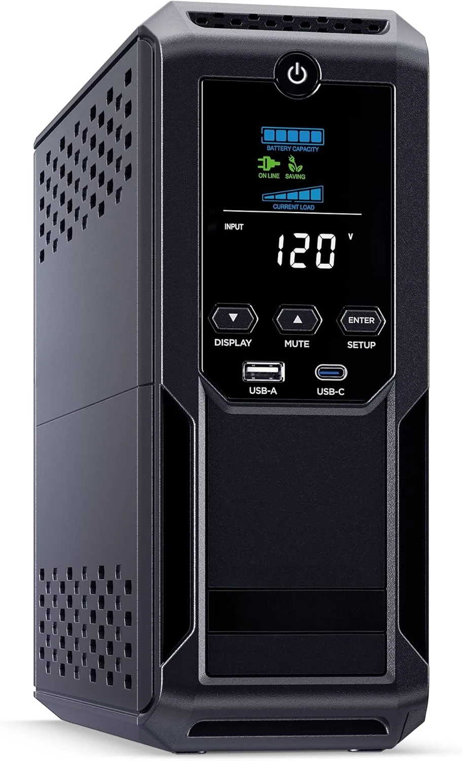 

Intelligent LCD UPS System, 1500VA/900W, 12 Outlets, 2 USB Ports, AVR, Mini Tower, Black