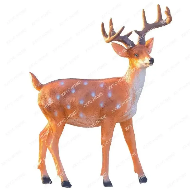 Solar Outdoor Luminous Sika Deer Lamp Simulation Modeling Animal Lamp Courtyard Garden Lawn Decoration Lighting Lamp